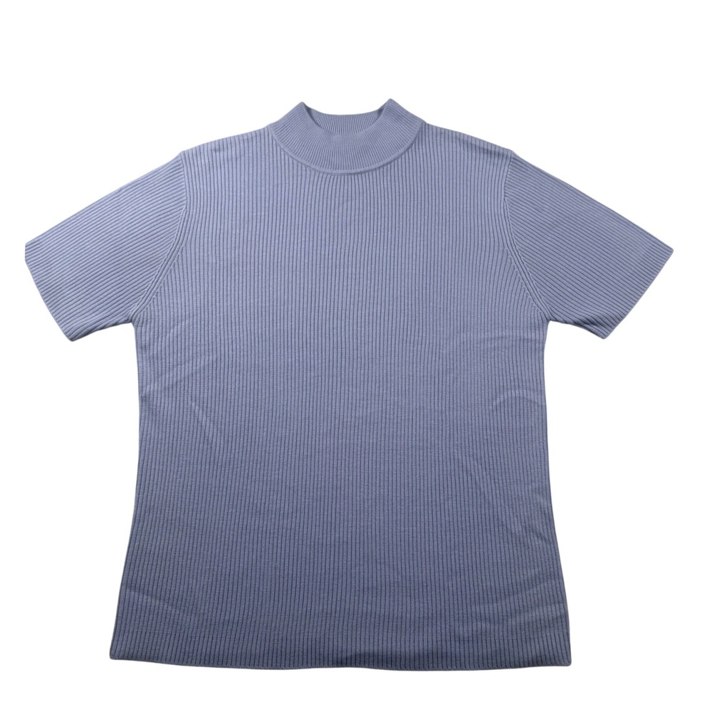 Croft & Barrow Womens L Lilac Ribbed Short Sleeve Mock Neck Sweater Soft Knit
